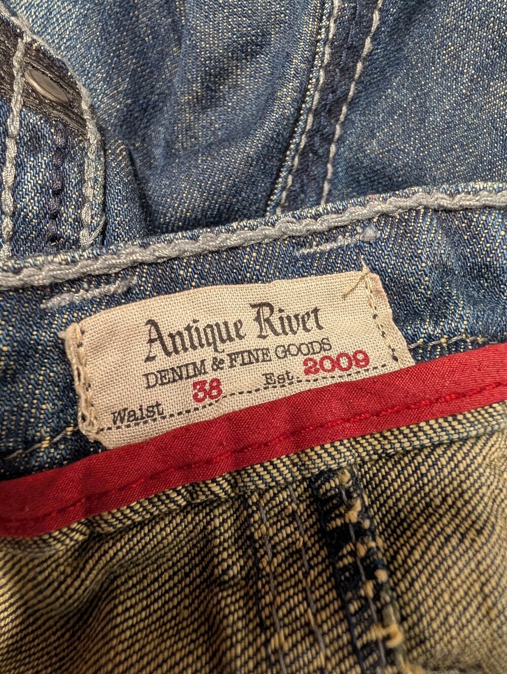 Antique Rivet Mens 38x34 Straight Leg Jeans Distressed Y2K Skater Grunge - Picture 7 of 8